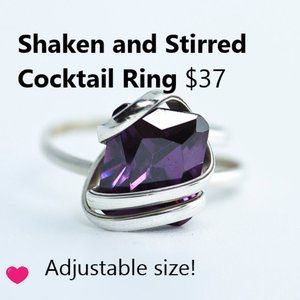 Shaken and Stirred Cocktail Ring - Purple